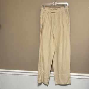 LAURENCE BRAS Women 100% Linen Pleated 34 Tall Trousers Old Money Quiet Luxury